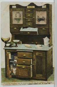 St Louis MO. Landau Cabinet Co. Kitchen Hoosier Style 1908 to Franks Postcard O1