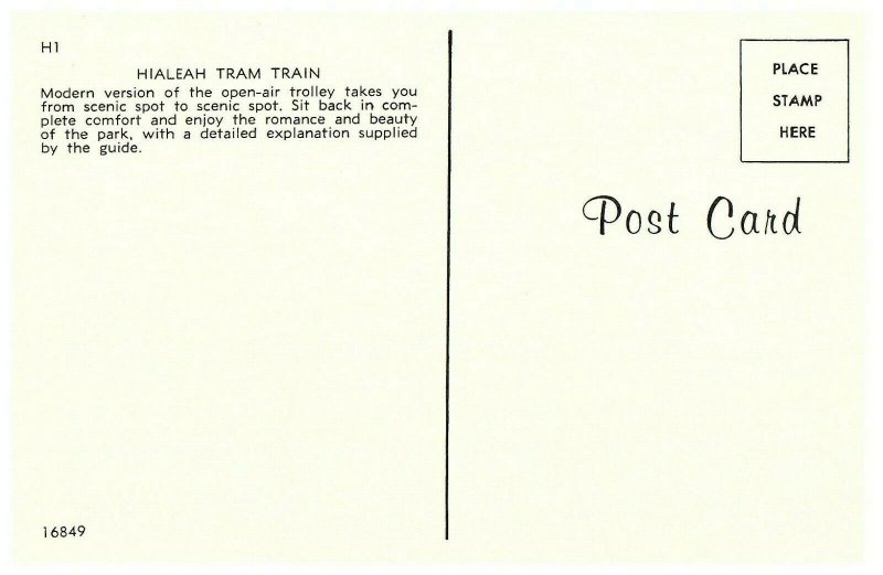 Hialeah Tram Train hialeah, Florida FL Original Vintage Postcard 1969