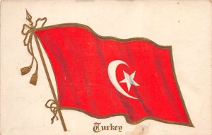 Turkey Country Turkish Flag Greetings Vintage Postcard AA70186