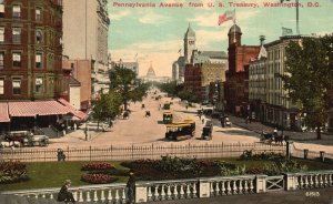 Vintage Postcard Pennsylvania Avenue From US Treasury Building Washington D.C.
