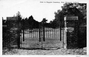 NEW HARMONY, IN Indiana   IRON GATE to RAPPITE CEMETERY  Posey Co  1962 Postcard