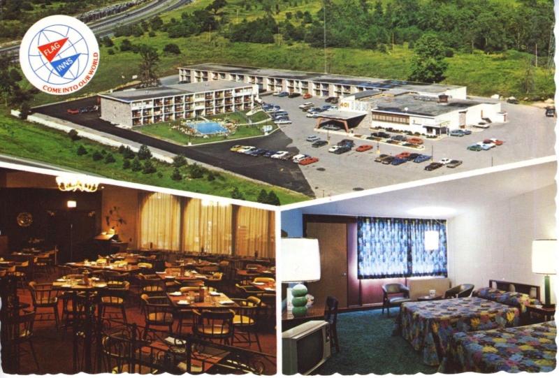 The 401 Inns Kingston ON Ontario Flag Inns Motel Old Cars Multiview Postcard D20