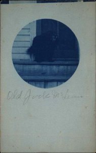 Dog - Old Jack McLean Manville RI Written on Back Cyanotype Real Photo Postcard