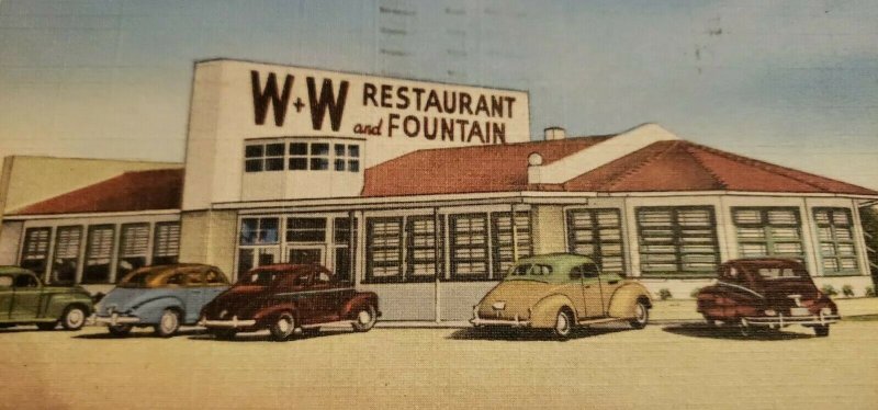 St Petersburg Florida W&W Restaurant & Fountain 1949 Pasadena Ave Postcard   464