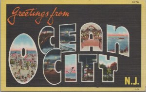 Postcard Large Letters Greetings from Ocean City NJ