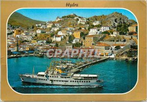 Postcard Modern Greece Hydra Harbor View Boat