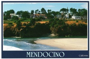 Postcard On A Clear Day Overlooking Bay Beach View Mendocino California CA