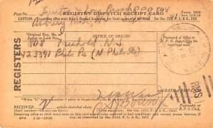 Registry Dispatch Receipt Card Mail Related 1941 