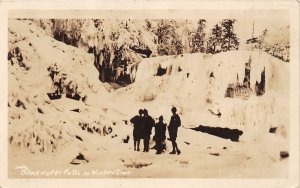 J32/ Blackwater Falls West Virginia RPPC Postcard c1930s Winter Ice People 67
