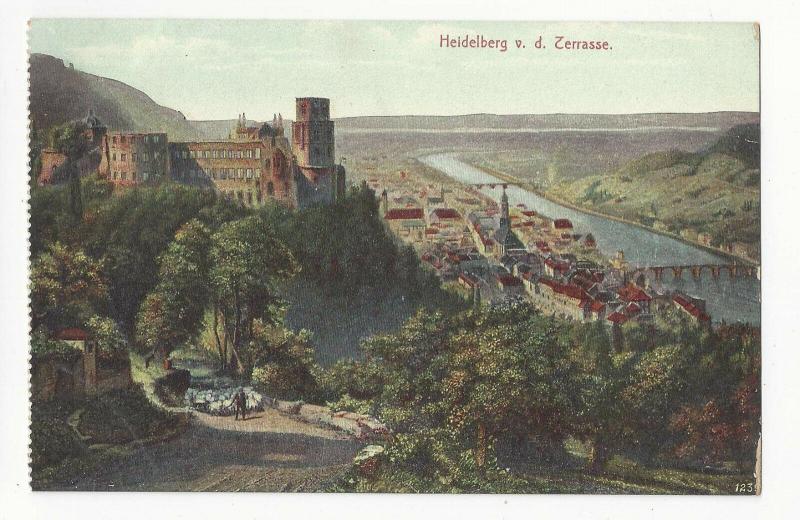 Germany Heidelberg from the Terrasse Vintage Fischer Kramer Postcard c 1910