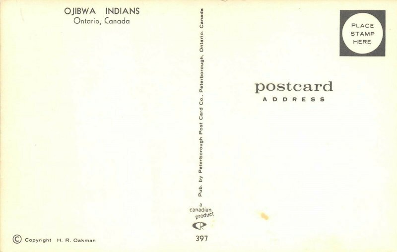 Ontario Canada 1950s Postcard Ojibwa Indians