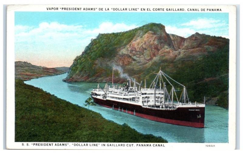 Early 1900s SS President Adams, in Gaillard Cut, Panama Canal Postcard