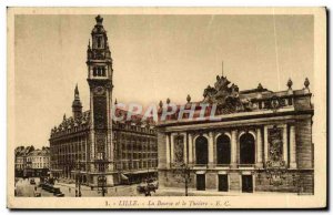 Postcard Old Lille Stock Exchange and Theater