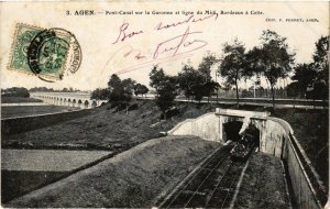 CPA AGEN - Pont-Canal sur la Garonne et ligne du Midi Bordeaux a Cette (292225)