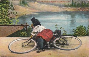 Young Woman with Bicycle, 1911, Schaumburg, Germany, Bike Accident, Folk Costume