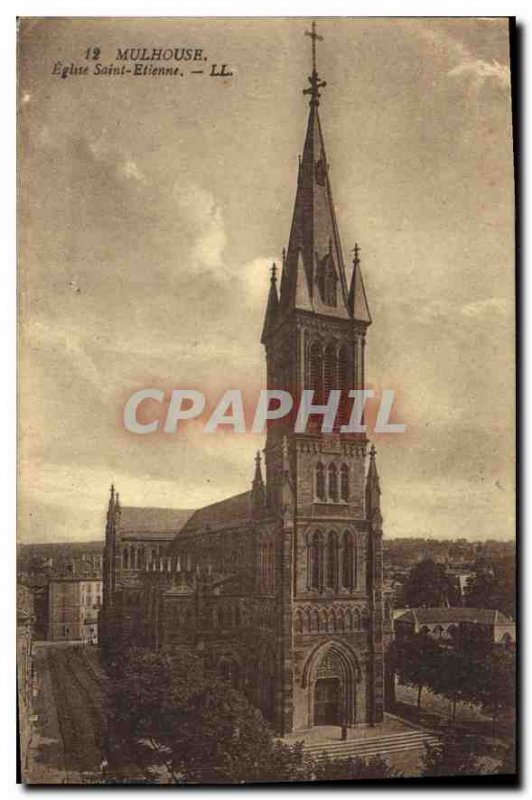 Old Postcard Mulhouse Church of Saint Etienne