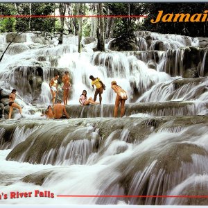 c1970s Ocho Rios, Jamaica Dunn's River Falls Jumbo Postcard Tourist Cascade N3