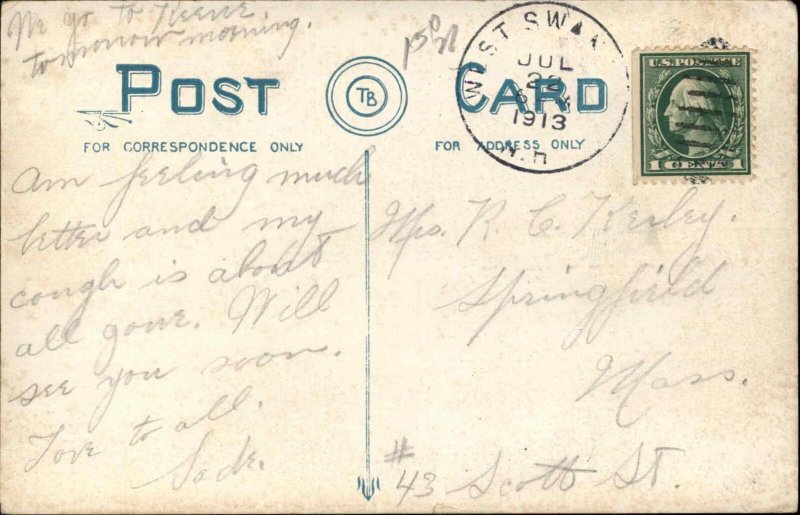 West Swanzey NH New Hampshire Pennant Greeting c1900-20s Vintage Postcard
