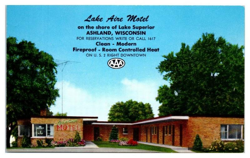 Lake Aire Motel, Ashland, WI Postcard *5E5