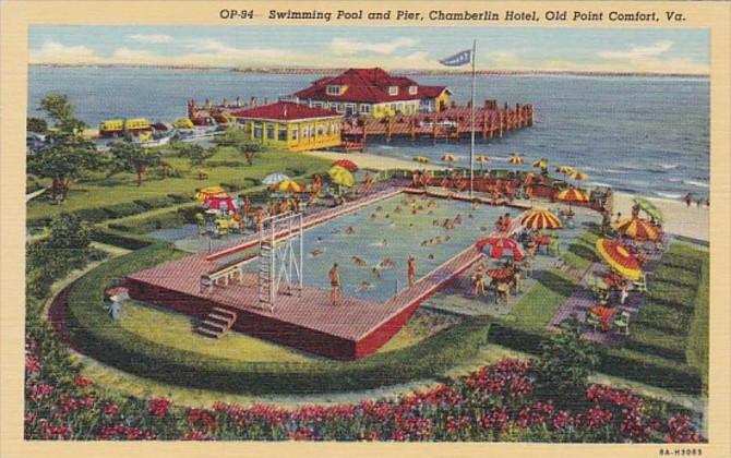 Virginia Old Point Comfort Swimming Pool and Pier Chamberlin Hotel Curteich