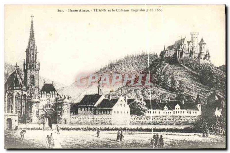 Old Postcard Thann and Engelsburg castle in 1600