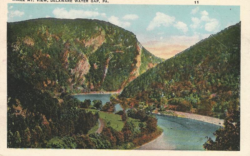 Three Mt. View, Delaware Water Gap, PA,  Early Postcard, Unused