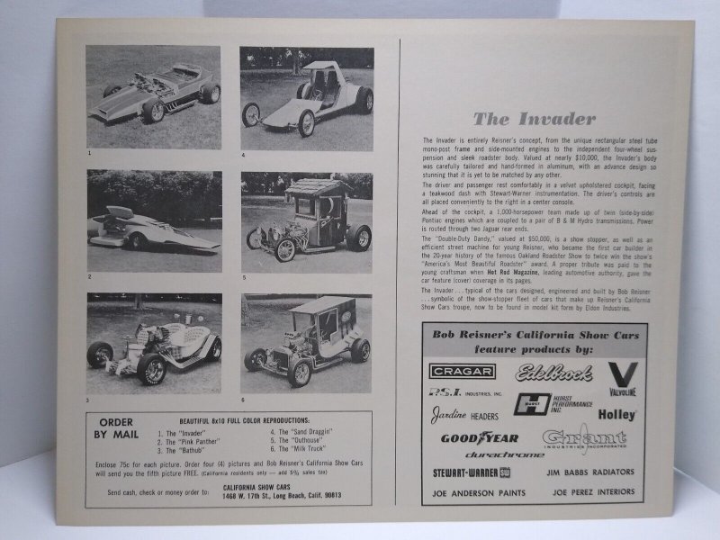 The Invader California Show Car Hot Rod Photo Custom Mod Racer Bob Reisner 1969