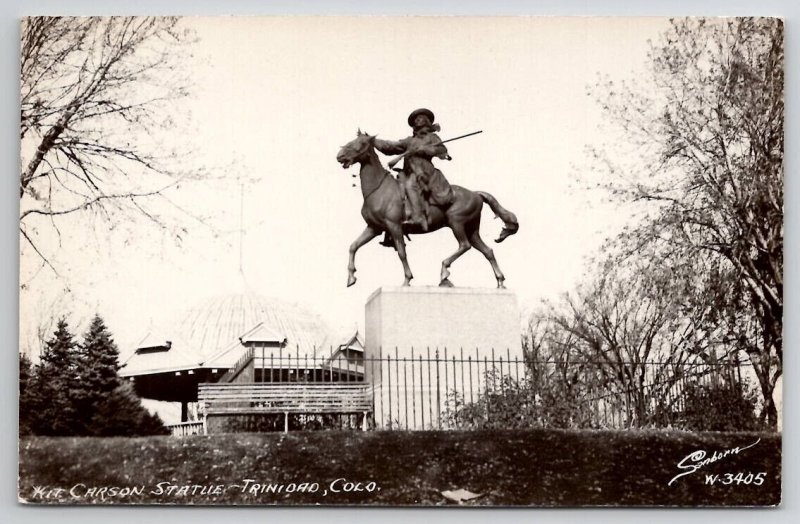 RPPC Kit Carlson Statue Trinidad Colorado CO Postcard E30