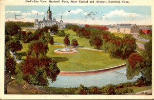 Connecticut Hartford Birds Eye View State Capitol Bushnell Park and Armory