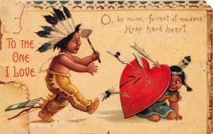 F39/ Valentine's Day Love Holiday Postcard c'10 Native American Indian 13