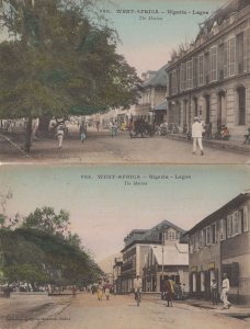 West Africa Nigeria Lagos The Marina Street Antique 2x Postcard s