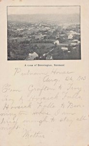 BENNINGTON VEMRONT~AERIAL VIEW~1903 YE TOWNE POSTCARD