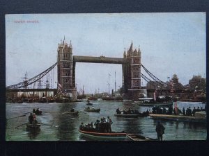 London TOWER BRIDGE Opening Ceremony c1904 Postcard by S. Hildesheimer