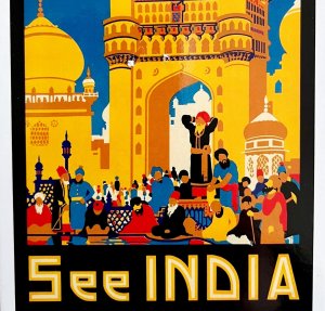 India Postcard Unused Unposted People Architecture Vintage Poster Reprint E59