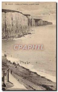 Old Postcard Ault Casino and cliffs at high tide