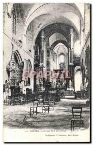 Old Postcard Vannes Interior of the Cathedral