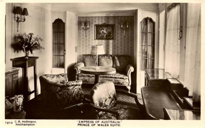 Empress of Australia, Prince of Wales Suite - RPPC