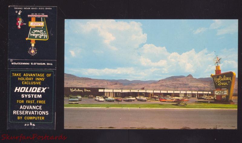 ALAMAGORDO NEW MEXICO HOLIDAY INN CARS VOLKSWAGEN & MATCHBOOK POSTCARD