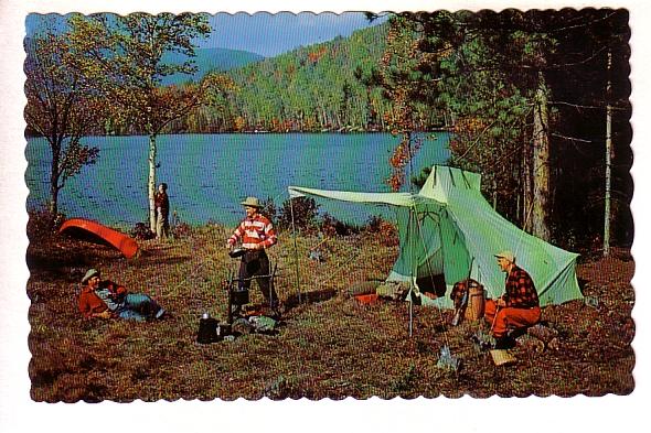 Hunters Camping Beside Lake, Chow Time at Camp, Canada