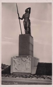 Chlumec Cidl Czech Republic Statue WW2 Real Photo Postcard