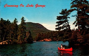 New York Lake George Canoeing Scene