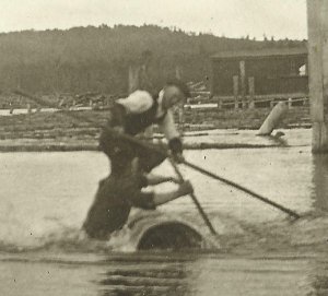 Hill City MINNESOTA RP c1910 LOG ROLLING CONTEST Lumberjack Logging Grand Rapids