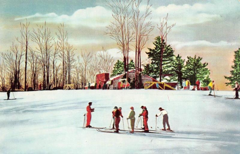 KIAMESHA LAKE, NY New York  CONCORD HOTEL Ski Class~Beginners ARTIST'S Postcard