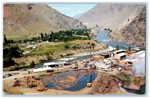 c1950s Ever-Growing Little Town at Junction of Salmon Rivers Riggins ID Postcard