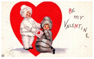 Valentine's Boy and girl in Snow Clothes