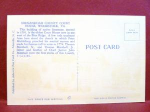 Postcard VA Woodstock Shenandoah County Court House