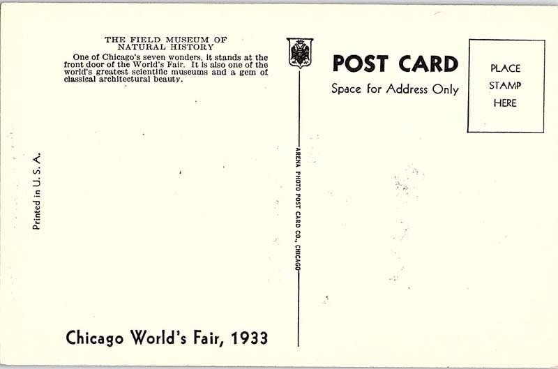 Postcard MUSEUM SCENE Chicago Illinois IL AJ1399