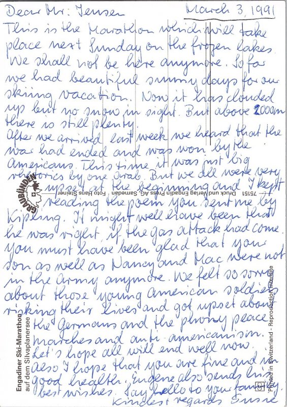 Engadin Ski Marathon Switzerland 1960s Postcard