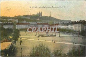 Old Postcard Lyon Bellecour Square and Coteau de Fourviere