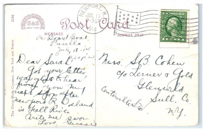 1914 Newport Square, Newport, RI Postcard